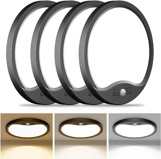 hepside 4 Pack Motion Sensor Ceiling Light Wired, 3000K/4000K/6500K LED Flush by Hepside