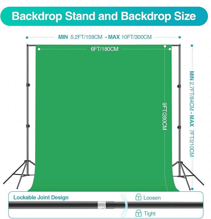 EMART Photography Lighting Kit, 7 x 10 FT Backdrop Stand - Image 2