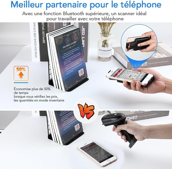 Eyoyo Bluetooth Back Clip Phone Barcode Scanner, 1D 2D QR Wireless Bar Code - Image 2
