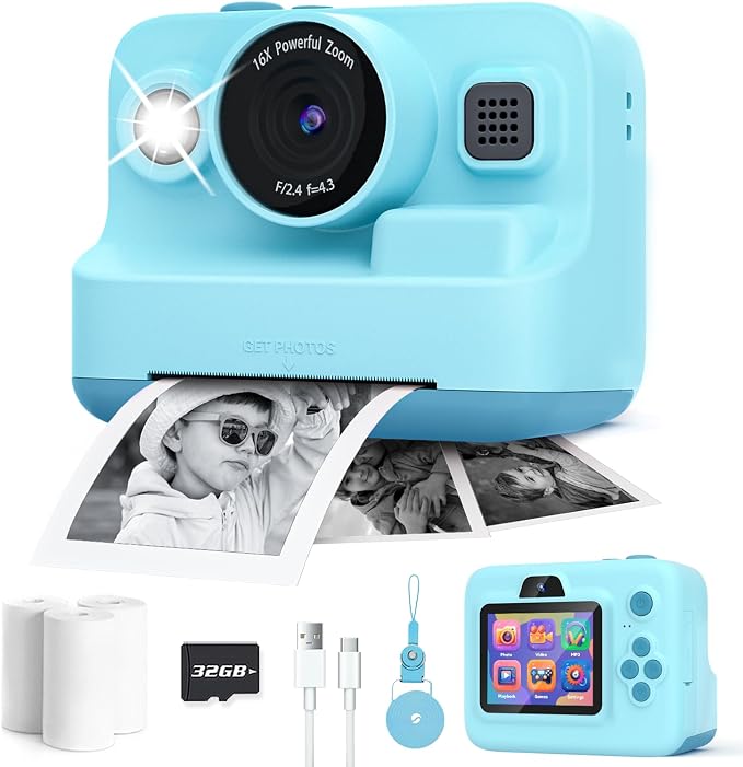 Dylanto Kids Camera Instant Print, 1080P Kids Instant Cameras that Print Photos by Dylanto