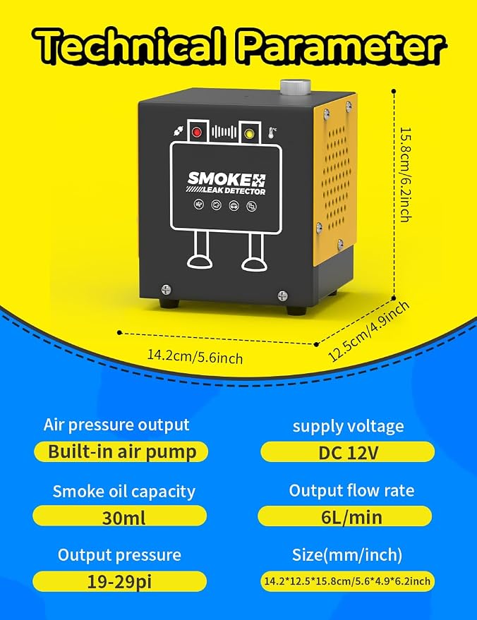 Smoke Machine Automotive Diagnostic Detector - 12V DC EVAP Smoke Leak Tester - Image 5
