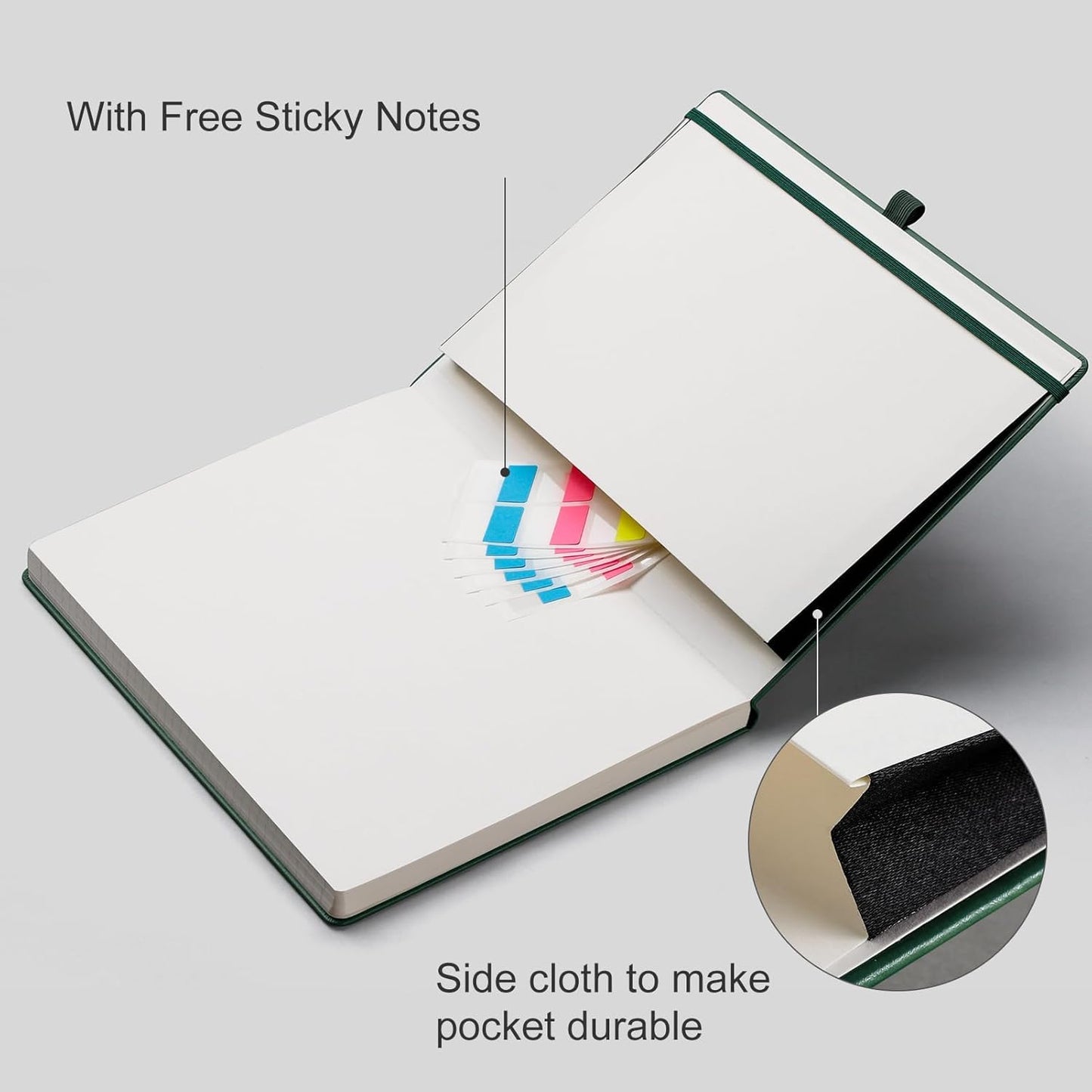 EMSHOI Lined Journal Notebook, 8.5" x 11" Hardcover Leather Journal for Women Men, 192 Pages 100 GSM Thick Paper A4 Large Journals for Writing, College Ruled Notebook for Work, Dark Green