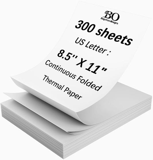 300 Sheets Thermal Printer Paper Continuous Folded 8.5 x 11 Inches US Letter by Bagvhandbagro