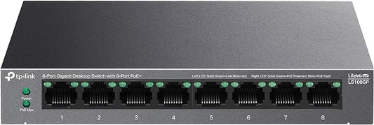 TP-Link LS108GP | 8 Port PoE Gigabit Ethernet Switch | 8 PoE+ Port @ 62W | Plug by TP-Link