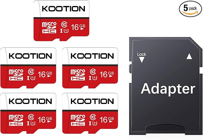 KOOTION 16 GB Micro SD Cards 5-Pack, Class 10 MicroSDHC Flash Memory Card by KOOTION