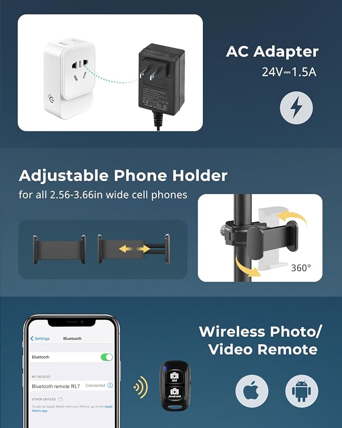Aureday 12” Ring Light with Stand and Phone Holder, 79” Tall LED Circle Light - Image 5