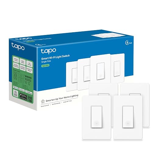 TP-Link Tapo Smart Light Switch, Single Pole, Neutral Wire Required, 2.4GHz by Tapo