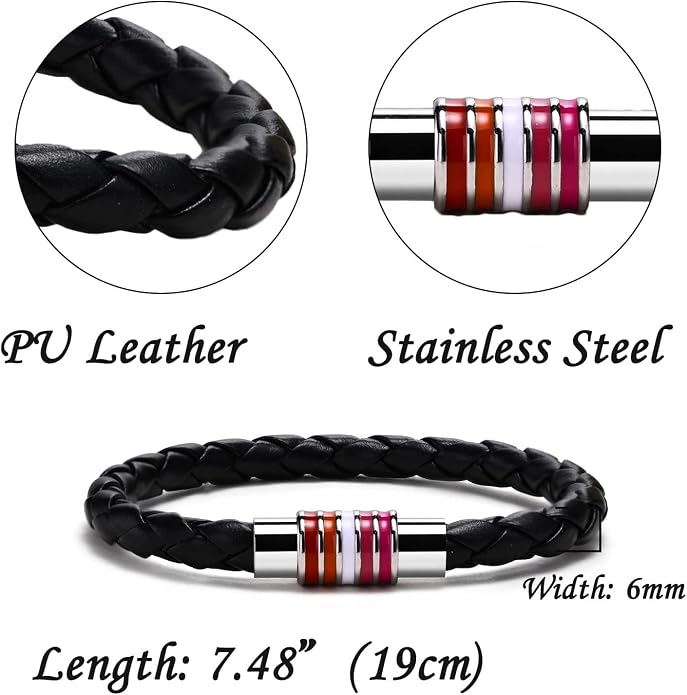 Nanafast Titanium Stainless Steel Rainbow LGBT Pride Bracelet Handmade Braided - Image 3