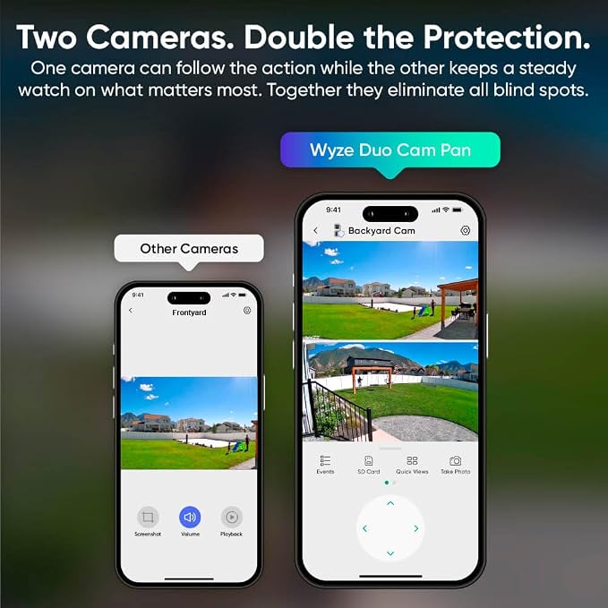 WYZE Duo Cam Pan 2 Pack, Indoor/Outdoor IP65 2K 360° Pan/Tilt Smart Home - Image 3