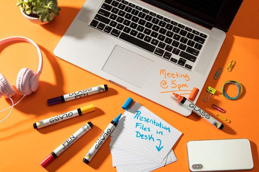 Glass Pen Window Marker: Liquid Chalk Pens for Glass, Whiteboard Markers with Washable Paint - Graduation, Car Windows, Mirror Pen, Storefront, Wedding, Parade, Party & Holiday (Black, Fine Tip)