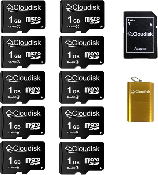 Pack of 10 Micro SD Card 1GB Flash Memory Card C4 by Cloudisk