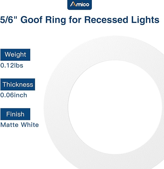 Amico 6 Pack Goof Rings for 6 Inch Recessed Lights, Can Light Trim Ring Cover - Image 7