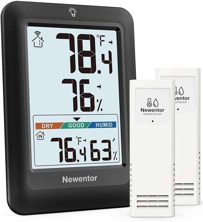 Newentor Indoor Outdoor Thermometer Wireless, Weather Station by Newentor