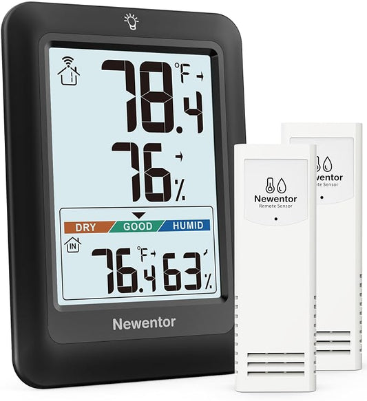 Newentor Indoor Outdoor Thermometer Wireless, Weather Station by Newentor