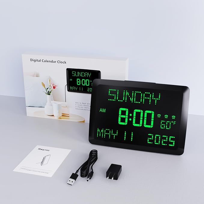 Raynic Day Clock, 11.5" Large Display Calendar Clock - Image 7