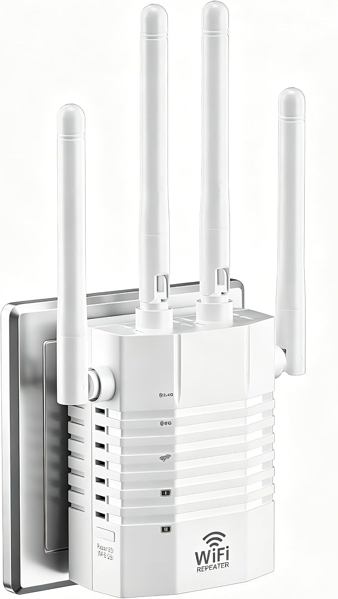 WiFi Extender 1200Mbps Dual Band 5GHz/2.4GHz, 4 Antennas, WiFi Booster Up to by GEYILO