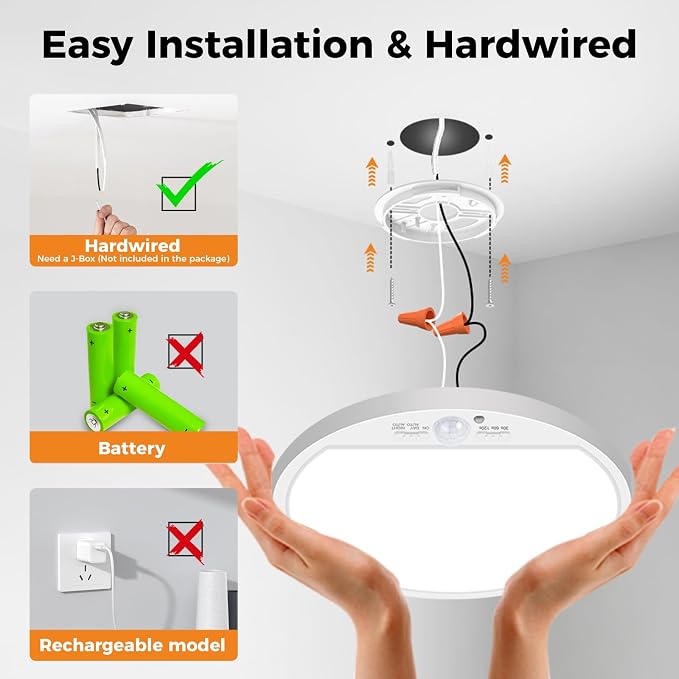 slochi 1Pack Motion Sensor Light Indoor Wired, 12 Inch 3000K/4000K/6500K Closet - Image 2