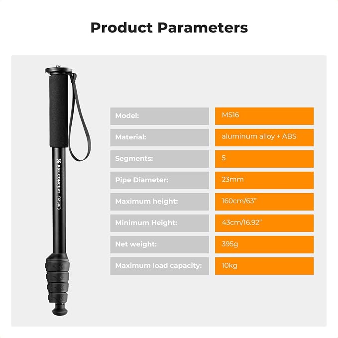 K&F CONCEPT Camera Monopod, Lightweight & Portable Camera Accessories, Payload - Image 7