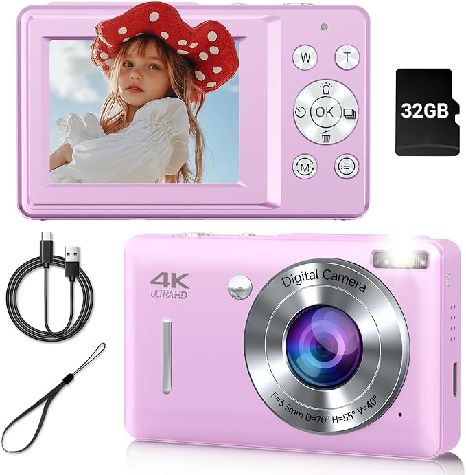 Digital Camera, 44MP Compact Camera, FHD 1080P Point and Shoot Digital Cameras by Gtonster