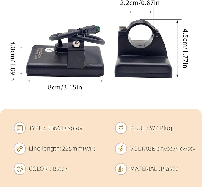 S866 Electric Bicycle LCD Display Meter, 24V 36V 48V Ebike LCD Display Control - Image 5