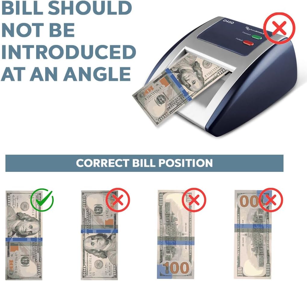 AccuBANKER D450 Counterfeit Money Checker Machine, Magnetic, Infrared, Watermark and Micro-Printing Detection in Less Than 1 Second with Audible and Visual Alert for Suspicious Bill