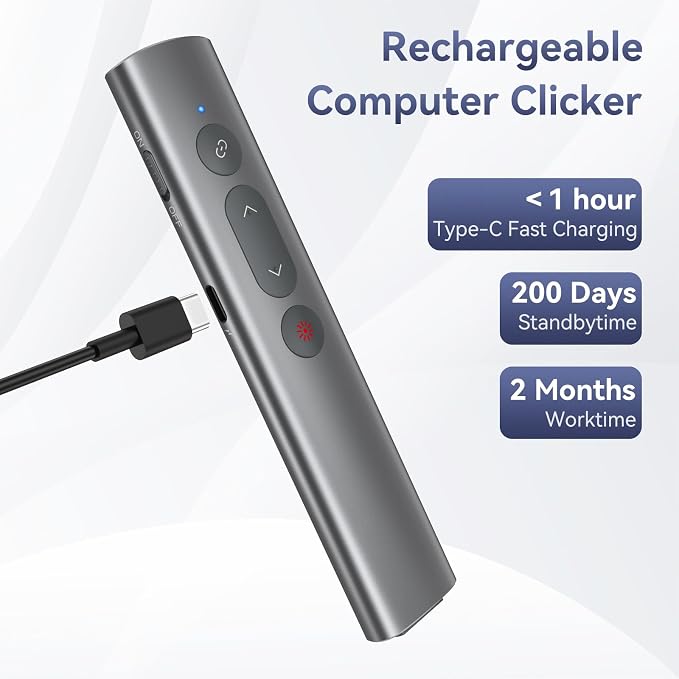 Wireless Presentation Clicker PowerPoint Remote: USB C A Presenter PPT Power - Image 7