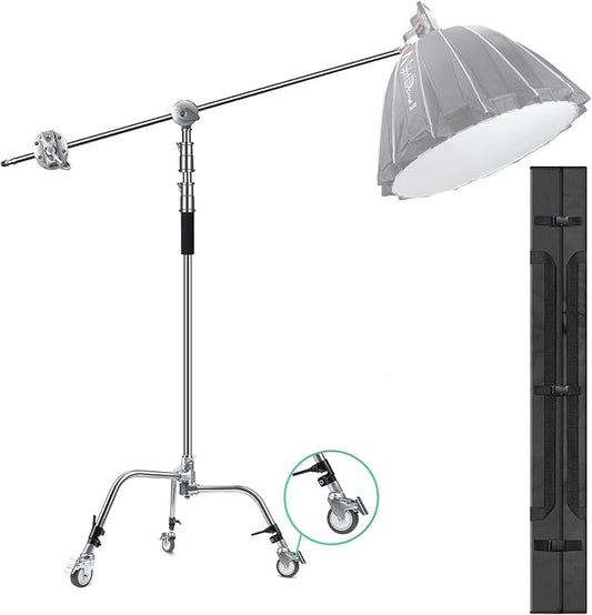 EACHSHOT C Stand Metal with Bag Wheel Max 10.8ft/330cm with 106cm Holding Arm 2 by EACHSHOT