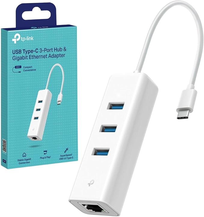 TP-Link UE330C USB-C 3.0 to Ethernet Adapter | Portable 3-Port USB-A 3.0 Hub w/ - Image 8