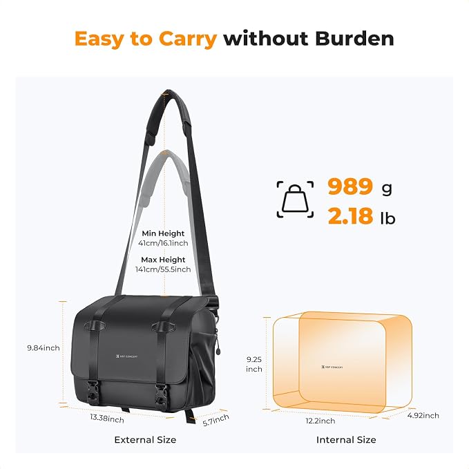 K&F CONCEPT Camera Sling Bag, Waterproof Crossbody Shoulder DSLR/SLR/Mirrorless - Image 5