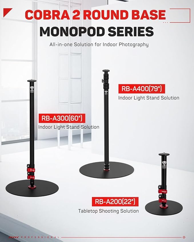 IFOOTAGE RB-A400 Round Base Light Stand Monopod, Live Streaming, Payload 22LBS - Image 8