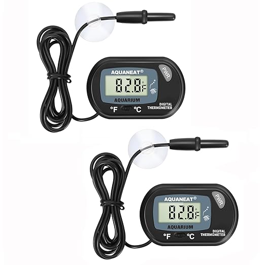 AQUANEAT 2 Pack Aquarium Thermometer, Fish Tank Thermometer, Digital by Aquaneat