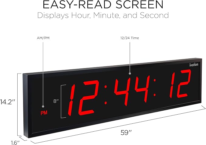 Ivation Huge Oversized 60" Large Digital LED Clock | Big Digital Clock - Image 3