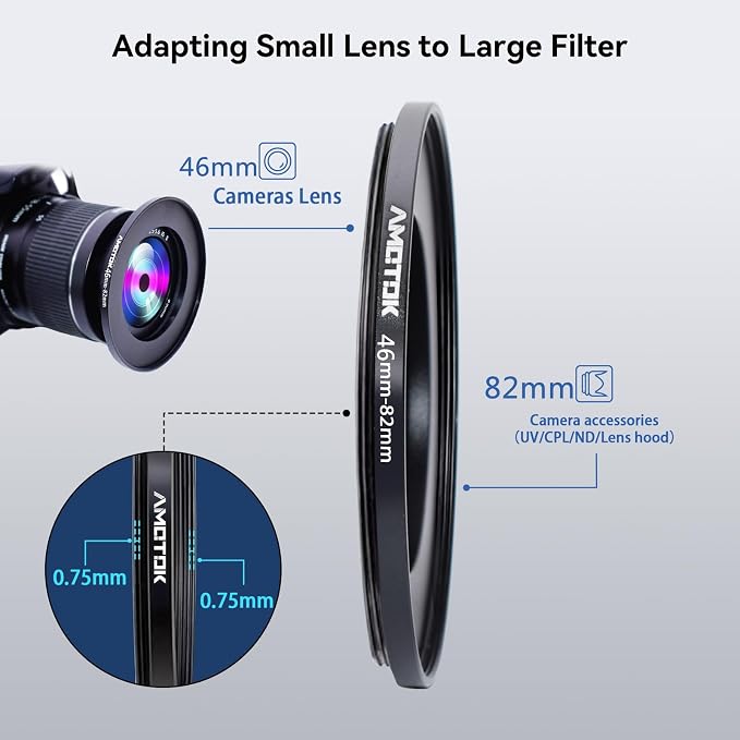 46mm Lens to 82mm Camera Lens Adapter, 46mm to 82mm Filter Step-Up Adapter Ring - Image 4