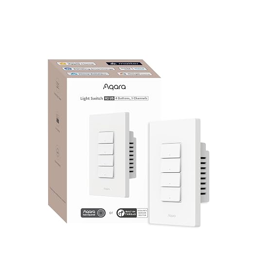 Aqara Smart Light Switch H2, Thread/Zigbee Protocol, Wall Switch by Aqara