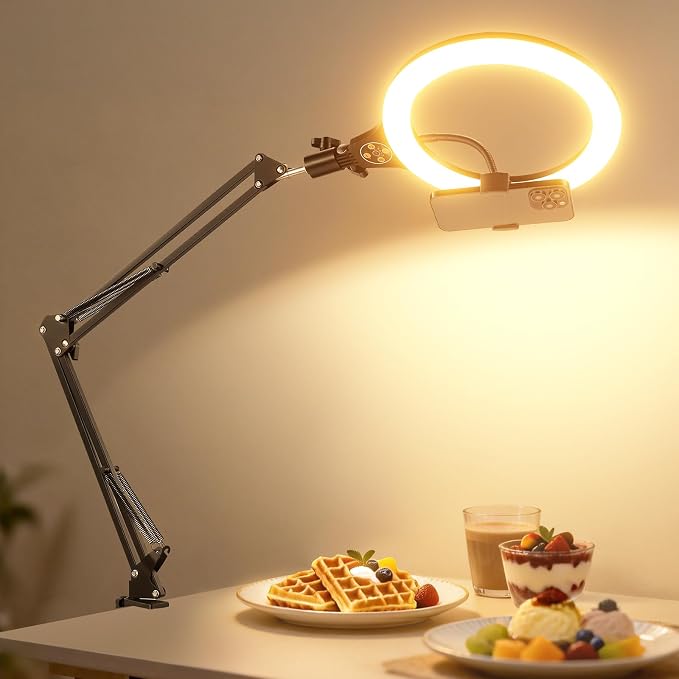 NEEWER Entry Level Version 10.5" Overhead Desktop LED Ring Light, Clamp Stand by Neewer
