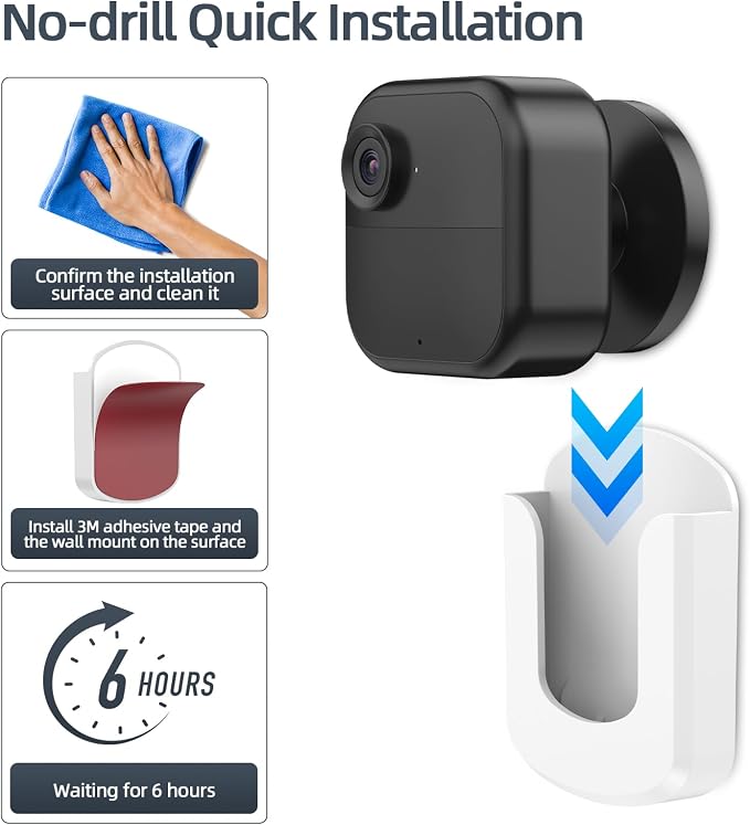 3 Pack Blink Camera No Drilling No Screws Wall Mount Bracket, Adhesive Blink - Image 5