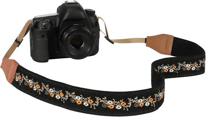 MoKo Camera Strap, Cotton Vintage Embroidered Camera Strap, Adjustable Neck & by MoKo