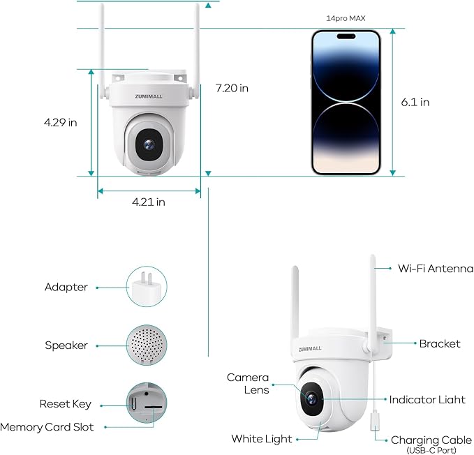 ZUMIMALL 2.5K Wired Cameras for Home Security, 2.4G/5G WiFi Outdoor Camera - Image 8