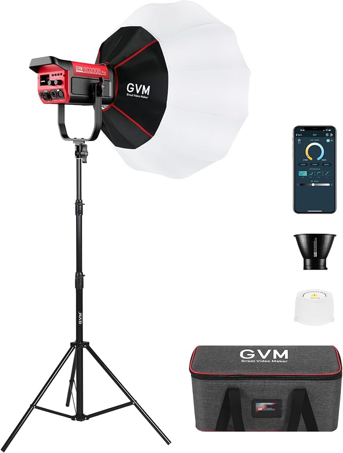 GVM 200W LED Video Light with Lantern Softbox, SD200B Continuous Lighting Kit by GVMGreatVideoMaker