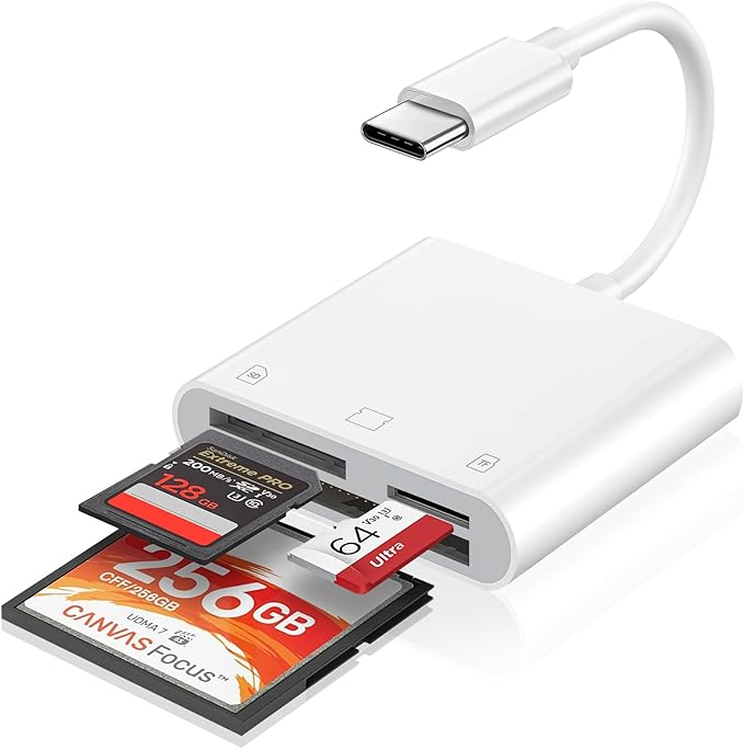 USB C SD Card Reader for iPhone 17/16/15/iPad/Mac, 3 in 1 USBC Memory Card by MTIQHS