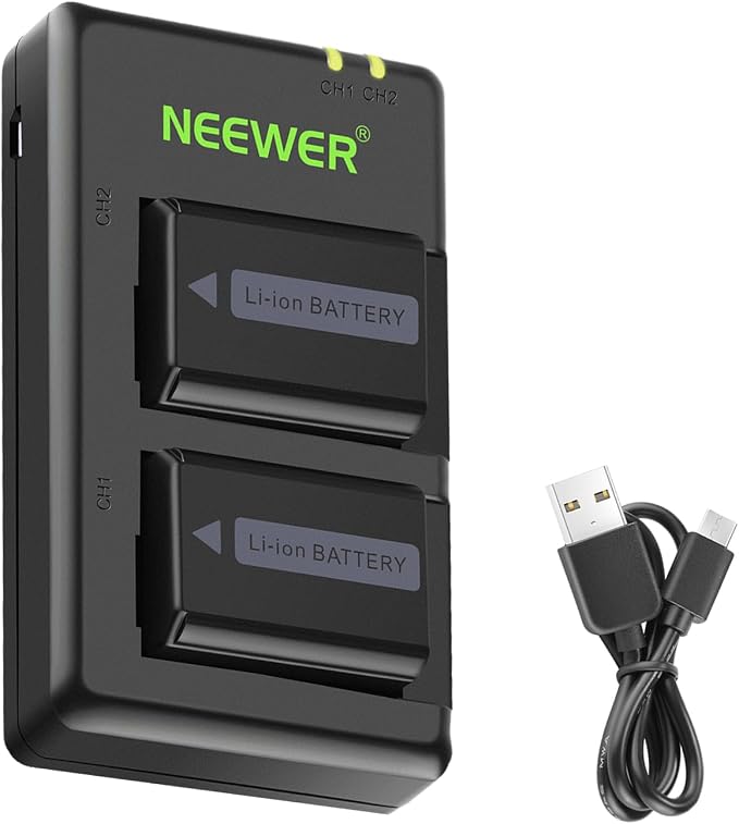 Neewer 2-Pack NP-FW50 Replacement Battery and Dual USB Charger Compatible by Neewer