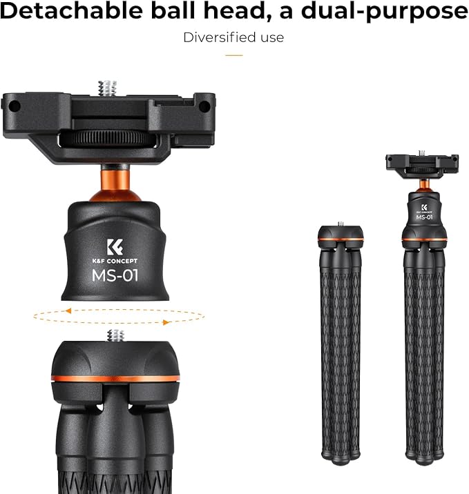 K&F CONCEPT MS01 Mini Tripod Stand, Flexible Camera Cellphone Tripod - Image 7