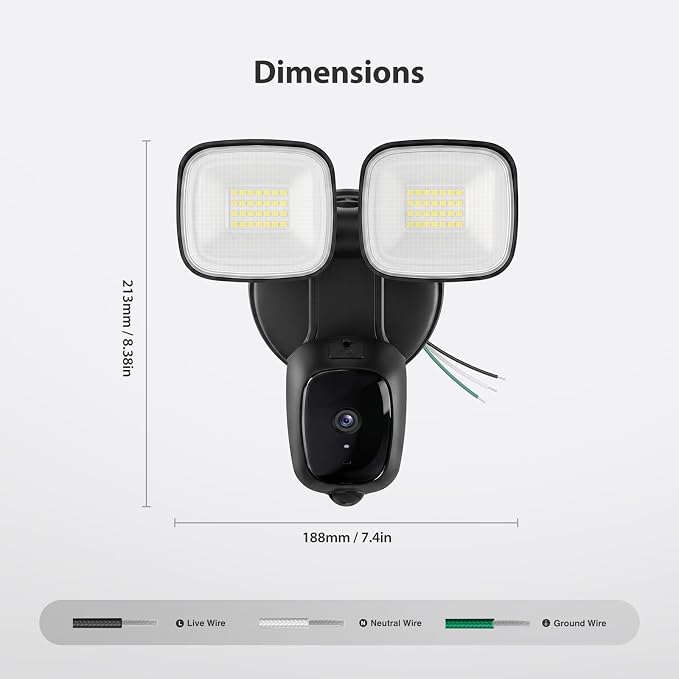 2K Hardwired Flood Light Camera, 3500LM Dual-Head Outdoor Security Camera - Image 9