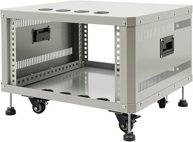 6U Stereo & Studio Rack with Wheels, Open Frame Audio Rack Cabinet, Rolling by Pinelicorn