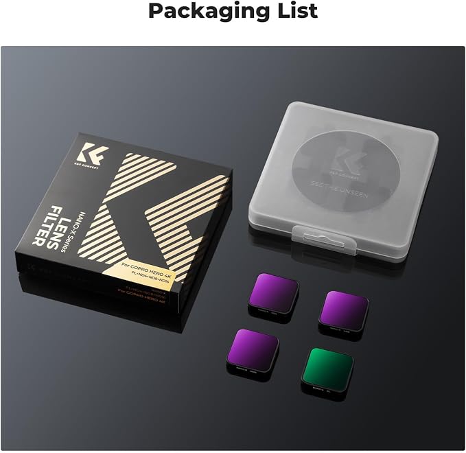 K&F CONCEPT ND PL Filter Set for GoPro Hero 4K Camera, 4 Pack PL ND4 ND8 ND16 - Image 7
