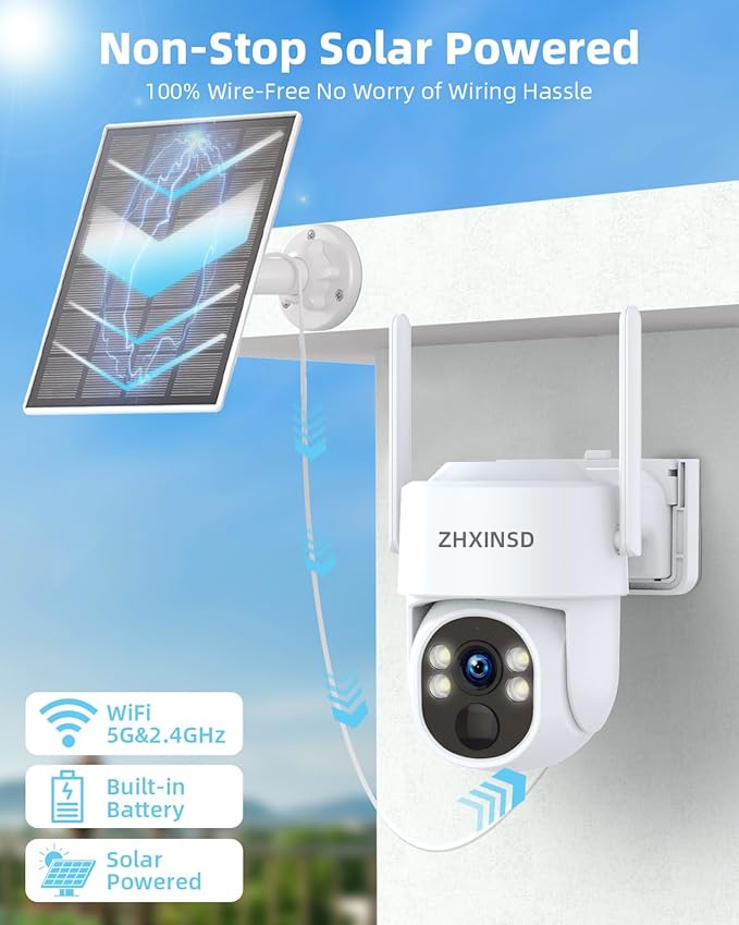 Solar Security Cameras Wireless Outdoor, 4MP FHD Battery Powered Home Security - Image 2