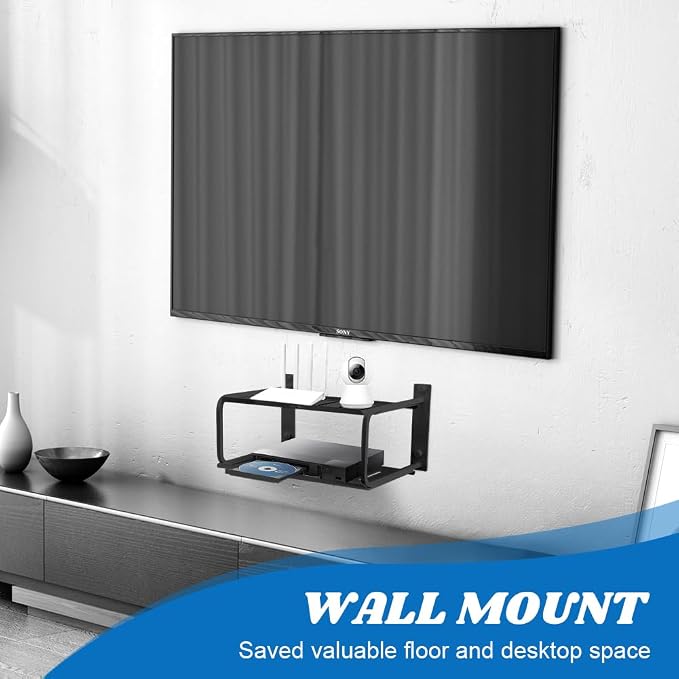 Tookie 2 Layers Projector Shelf, Wall Mount Double Floating Shelf Under TV - Image 6