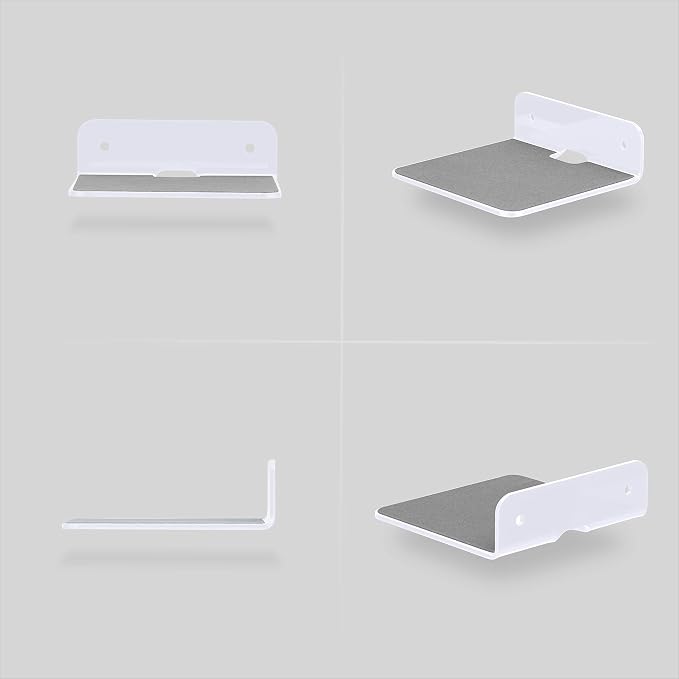 BRAINWAVZ 2-Pack 4” Small Floating Shelf Bluetooth Speaker Stand, Adhesive & - Image 9