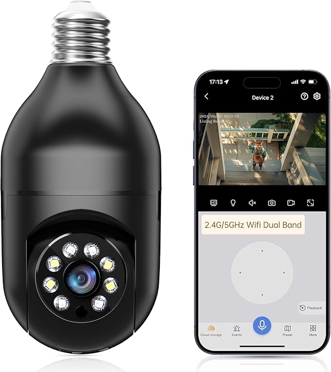 WESECUU Light Bulb Security Camera -5G& 2.4GHz WiFi 2K Security Cameras by WESECUU