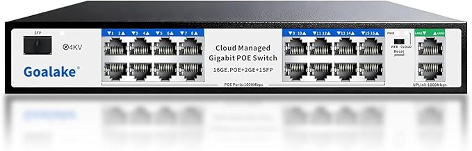 Goalake 16-Port Gigabit PoE+ Switch by Goalake